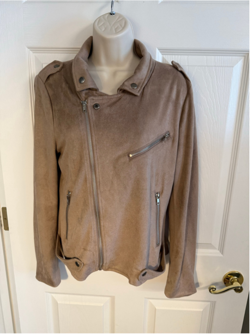 Market & Spruce Tan Faux Suede Asymmetric Moto Jacket - Size Medium